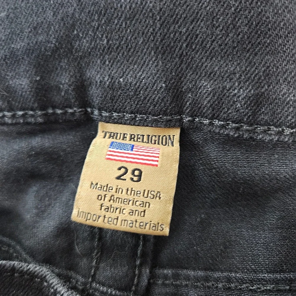True Religion Ricky Relaxed Straight Jeans Mens 29 Black Made in USA Horseshoe